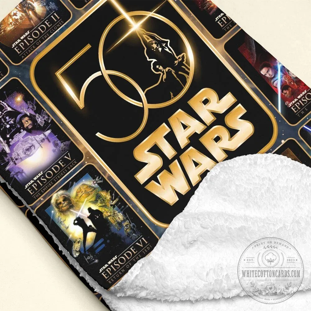 Star Wars 50th Anniversary Movie Posters Collection Fleece Blanket 14 Star Wars 50th Anniversary Movie Posters Collection Fleece Blanket