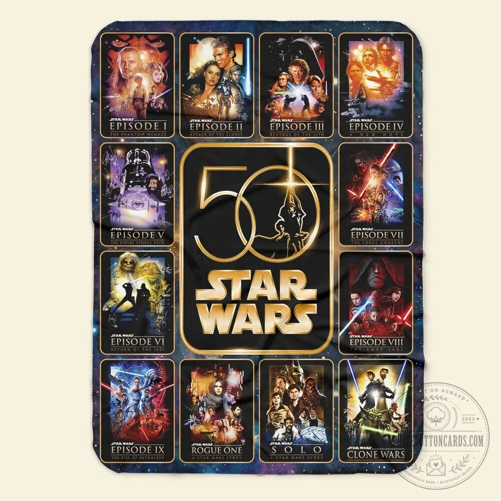 Star Wars 50th Anniversary Movie Posters Collection Fleece Blanket 15 Star Wars 50th Anniversary Movie Posters Collection Fleece Blanket