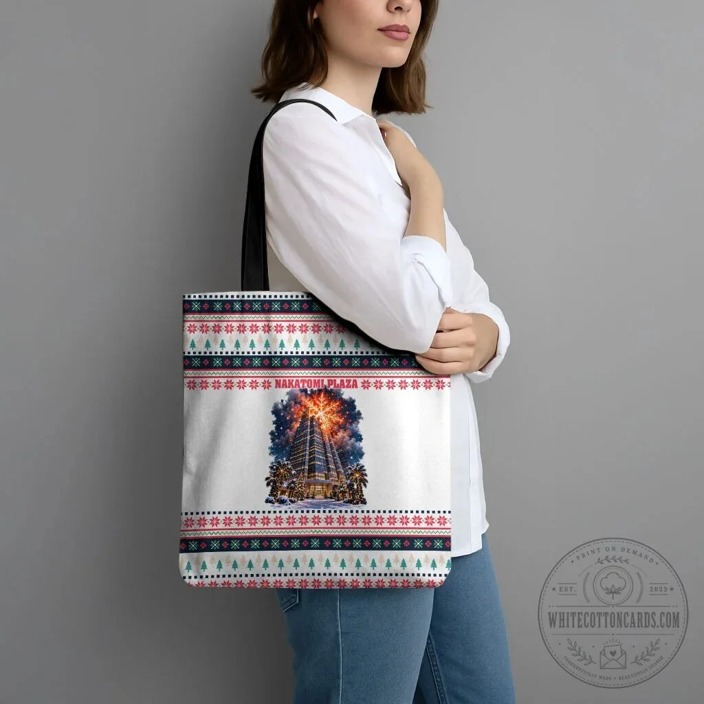 Nakatomi Plaza Christmas Explosion Ugly Sweater Pattern Tote Bag 9 Nakatomi Plaza Christmas Explosion Ugly Sweater Pattern Tote Bag