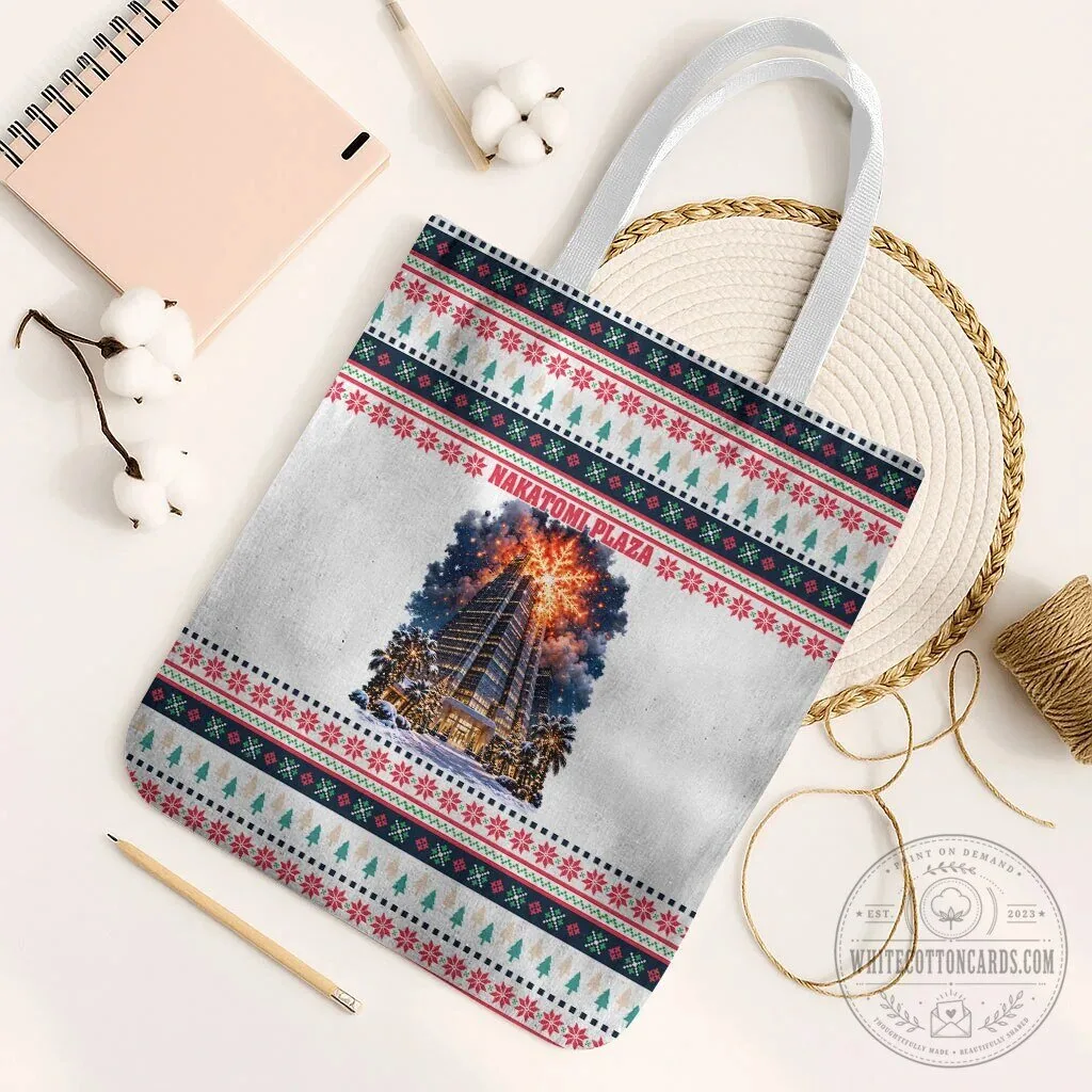 Nakatomi Plaza Christmas Explosion Ugly Sweater Pattern Tote Bag 11 Nakatomi Plaza Christmas Explosion Ugly Sweater Pattern Tote Bag