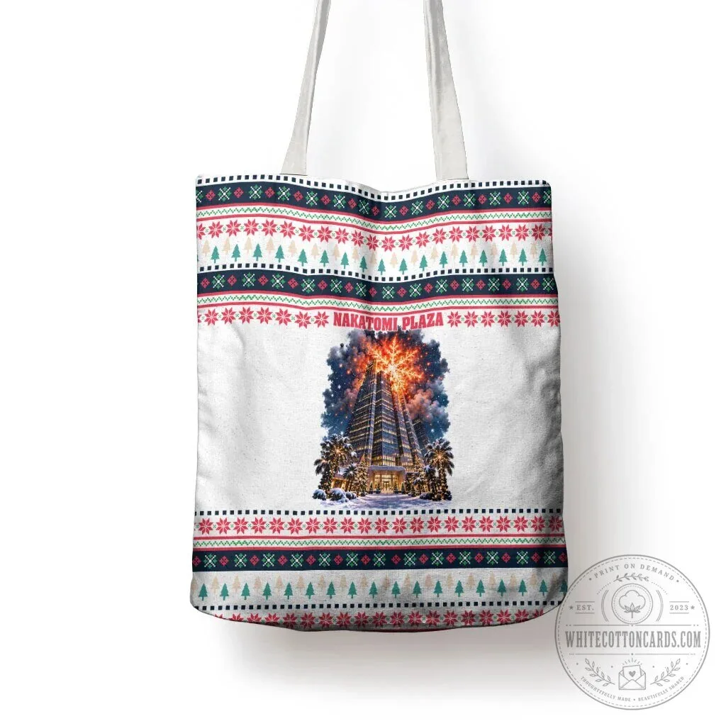 Nakatomi Plaza Christmas Explosion Ugly Sweater Pattern Tote Bag 12 Nakatomi Plaza Christmas Explosion Ugly Sweater Pattern Tote Bag