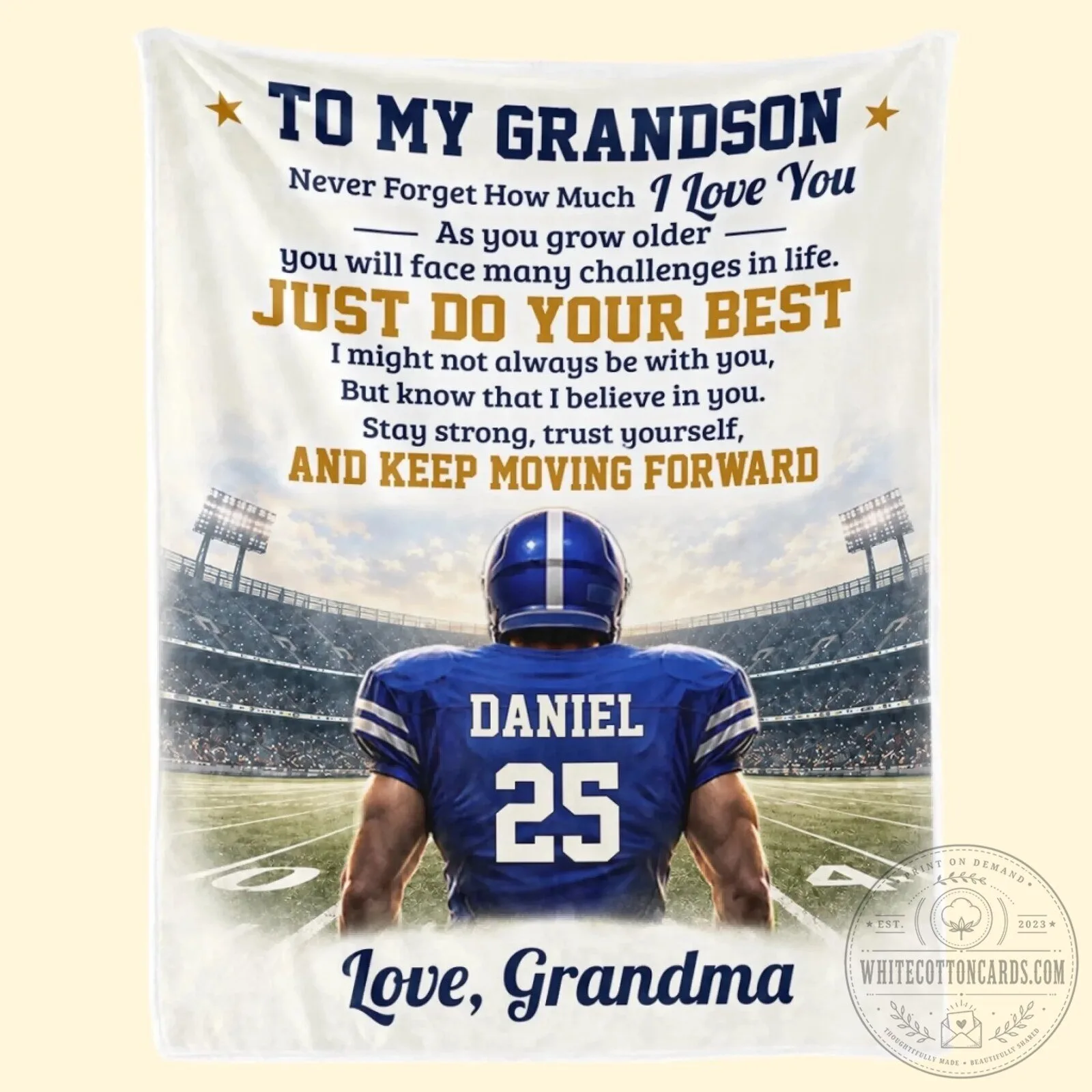 Personalized Grandson Football Player Stadium Inspirational Message Blanket 10 Personalized Grandson Football Player Stadium Inspirational Message Blanket