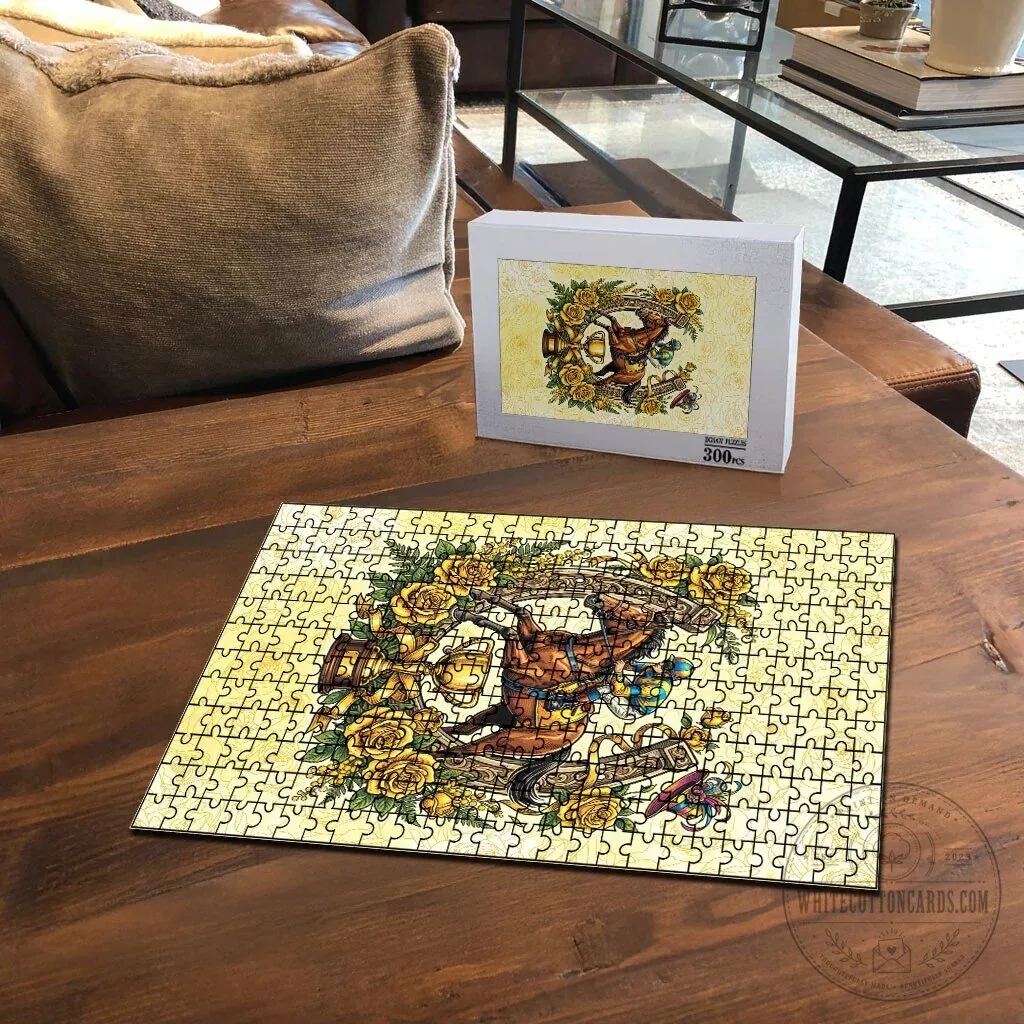 Melbourne Horse Race Jigsaw Puzzle with Yellow Roses and Horseshoe Design 9 Melbourne Horse Race Jigsaw Puzzle with Yellow Roses and Horseshoe Design
