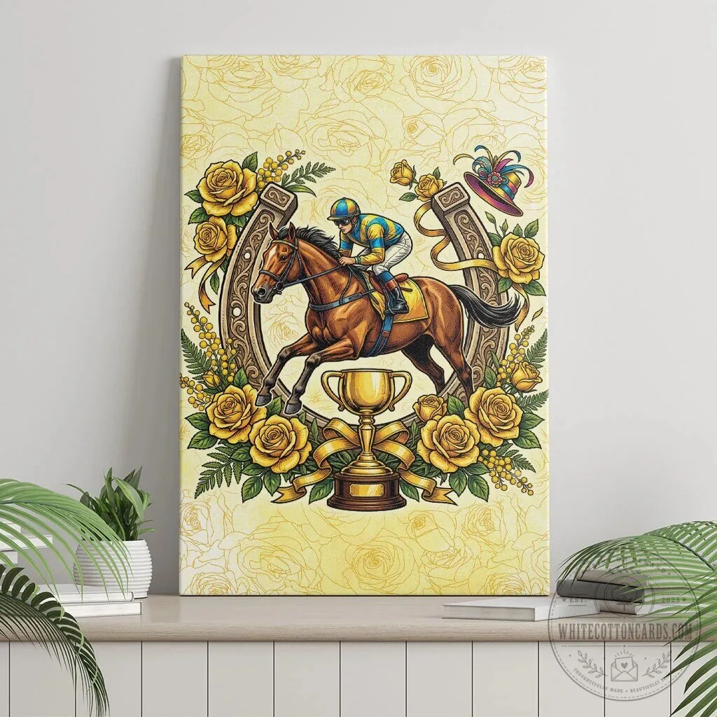 Melbourne Horse Race Jockey Floral Horseshoe Yellow Rose Canvas Wall Art 10 Melbourne Horse Race Jockey Floral Horseshoe Yellow Rose Canvas Wall Art