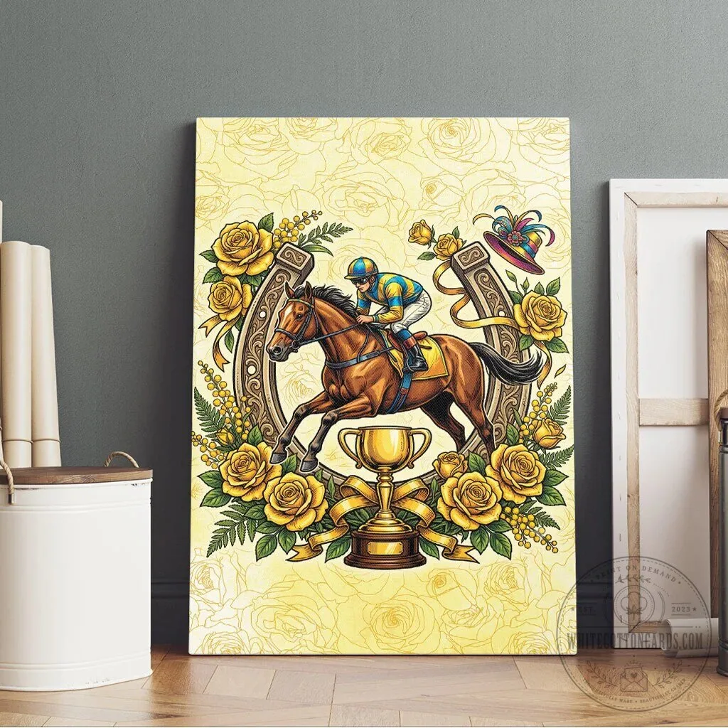 Melbourne Horse Race Jockey Floral Horseshoe Yellow Rose Canvas Wall Art 13 Melbourne Horse Race Jockey Floral Horseshoe Yellow Rose Canvas Wall Art