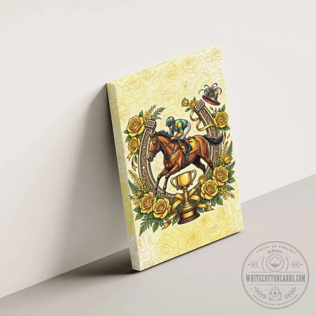 Melbourne Horse Race Jockey Floral Horseshoe Yellow Rose Canvas Wall Art 15 Melbourne Horse Race Jockey Floral Horseshoe Yellow Rose Canvas Wall Art