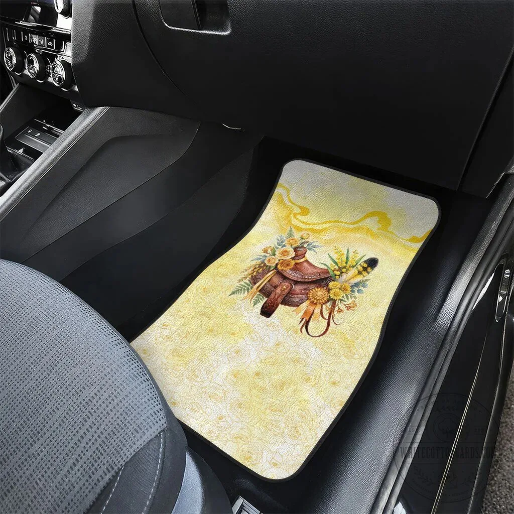Melbourne Horse Floral Saddle Car Mat Set Yellow Rose With Wattle Flowers 12 Melbourne Horse Floral Saddle Car Mat Set Yellow Rose With Wattle Flowers