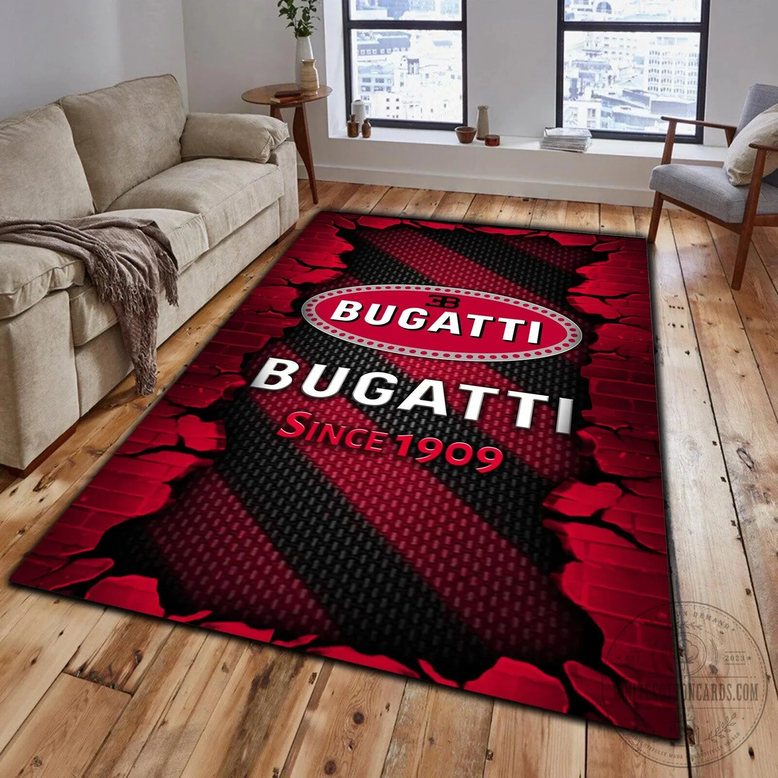Bugatti Since 1909 Luxury Car Logo Red Brick Pattern Area Rug 10 Bugatti Since 1909 Luxury Car Logo Red Brick Pattern Area Rug