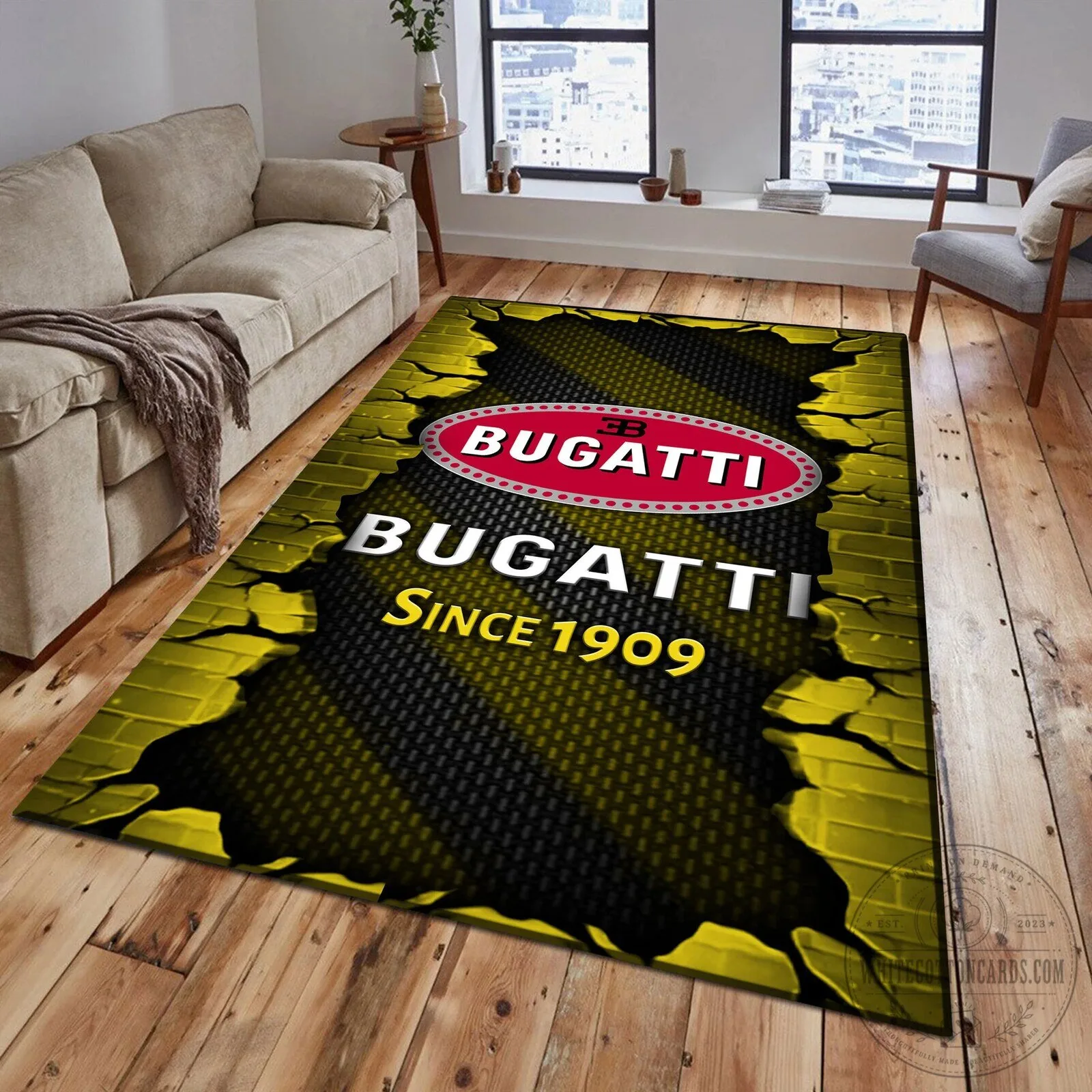 Bugatti Since 1909 Luxury Car Logo Red Brick Pattern Area Rug 11 Bugatti Since 1909 Luxury Car Logo Red Brick Pattern Area Rug