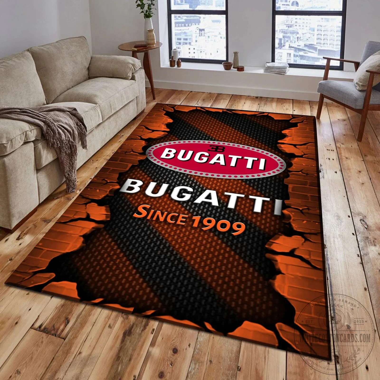 Bugatti Since 1909 Luxury Car Logo Red Brick Pattern Area Rug 12 Bugatti Since 1909 Luxury Car Logo Red Brick Pattern Area Rug