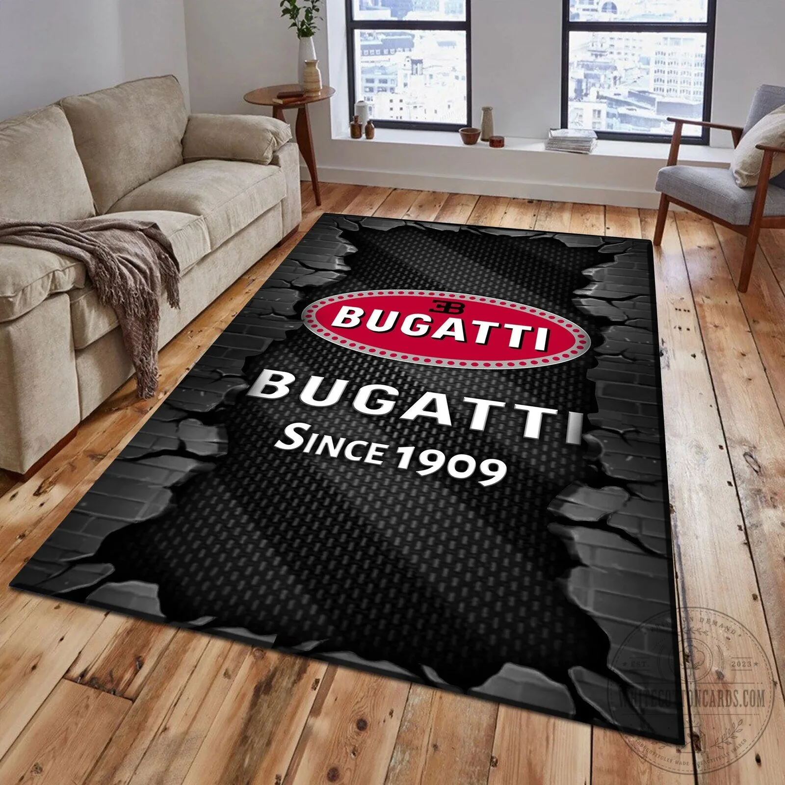 Bugatti Since 1909 Luxury Car Logo Red Brick Pattern Area Rug 13 Bugatti Since 1909 Luxury Car Logo Red Brick Pattern Area Rug