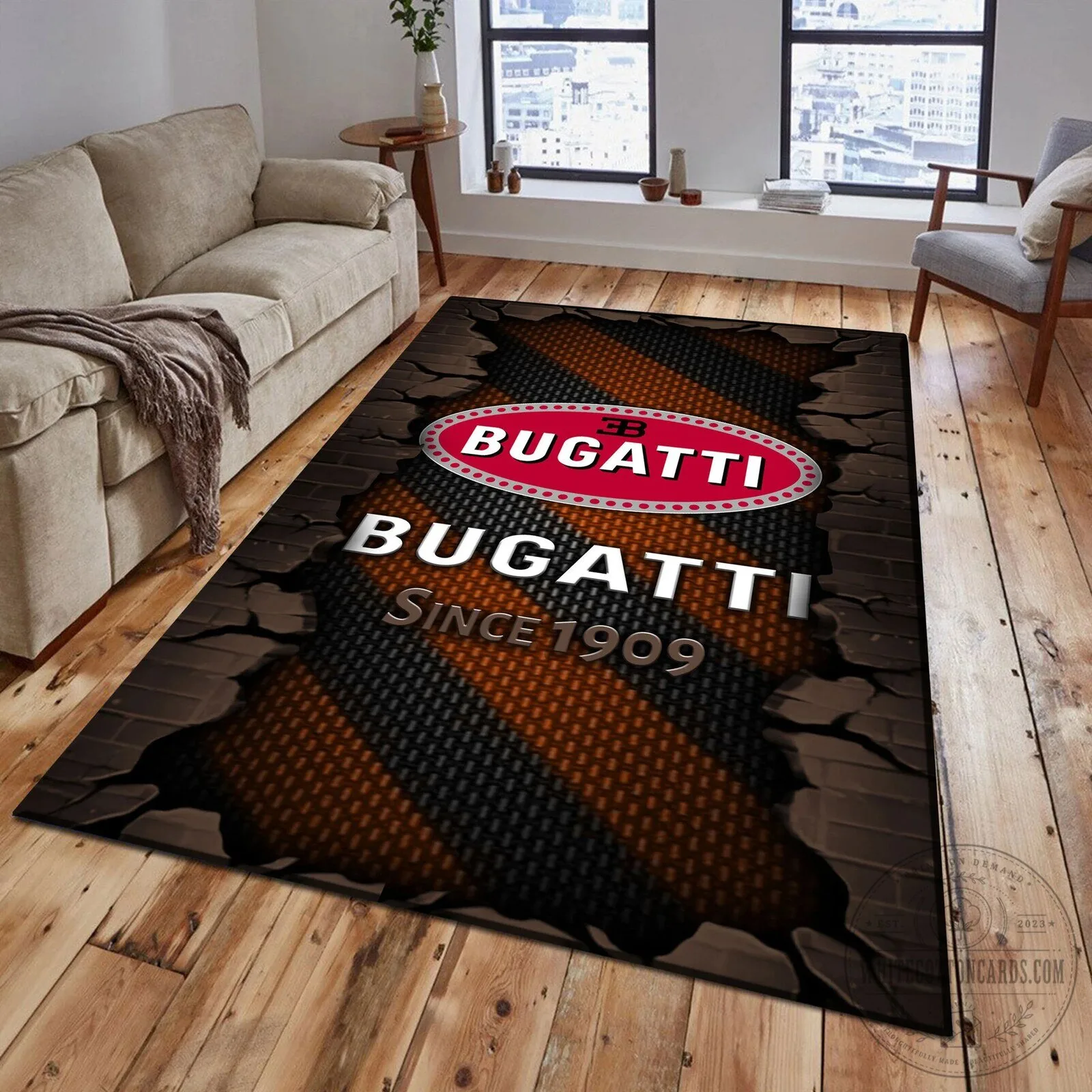 Bugatti Since 1909 Luxury Car Logo Red Brick Pattern Area Rug 16 Bugatti Since 1909 Luxury Car Logo Red Brick Pattern Area Rug