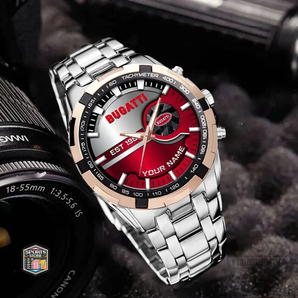 Bugatti Custom Name Red and Silver Sports Watch for Men 9 Bugatti Custom Name Red and Silver Sports Watch for Men