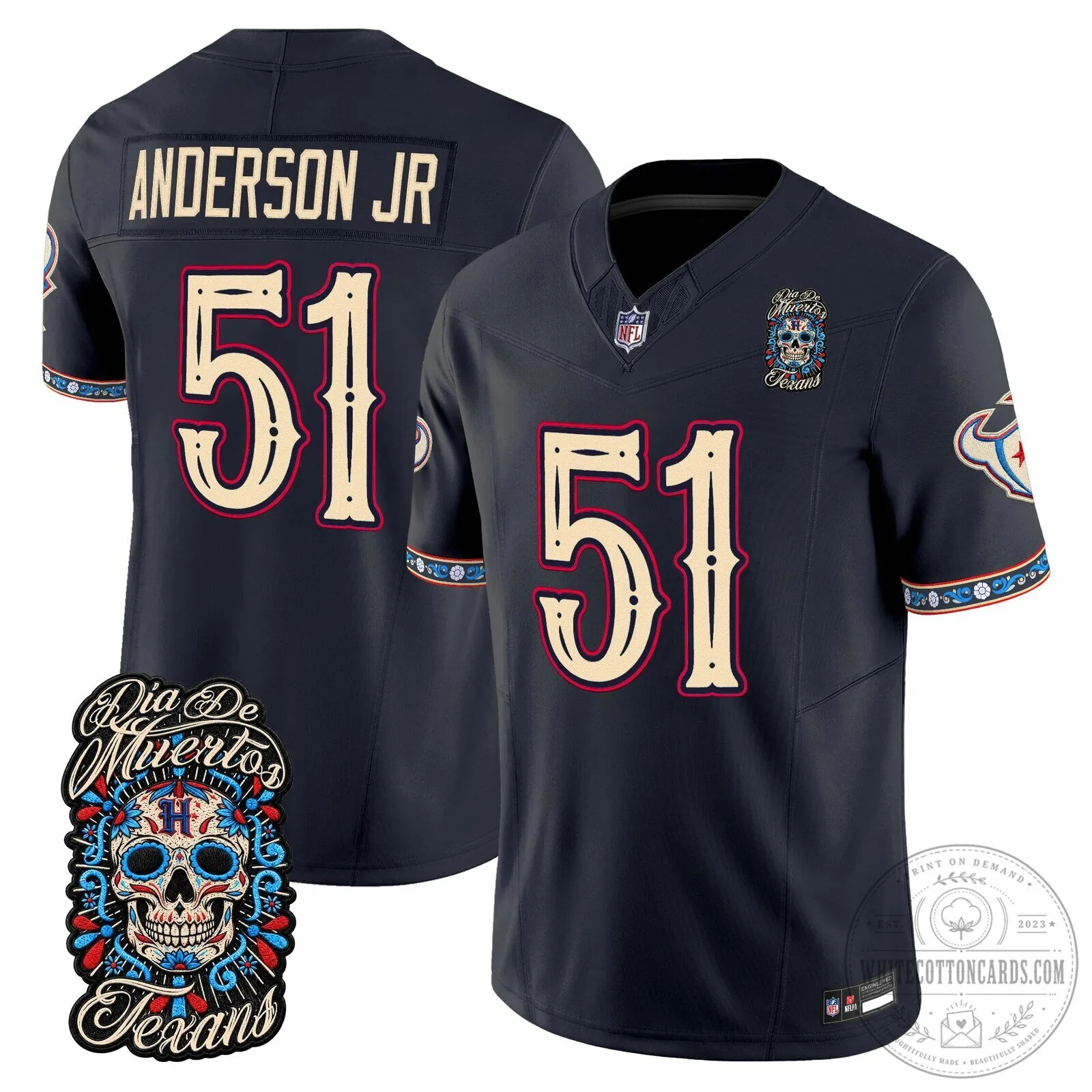 Anderson Jr. 51 Football Jersey for Houston Texans - Dia de los Muertos Edition