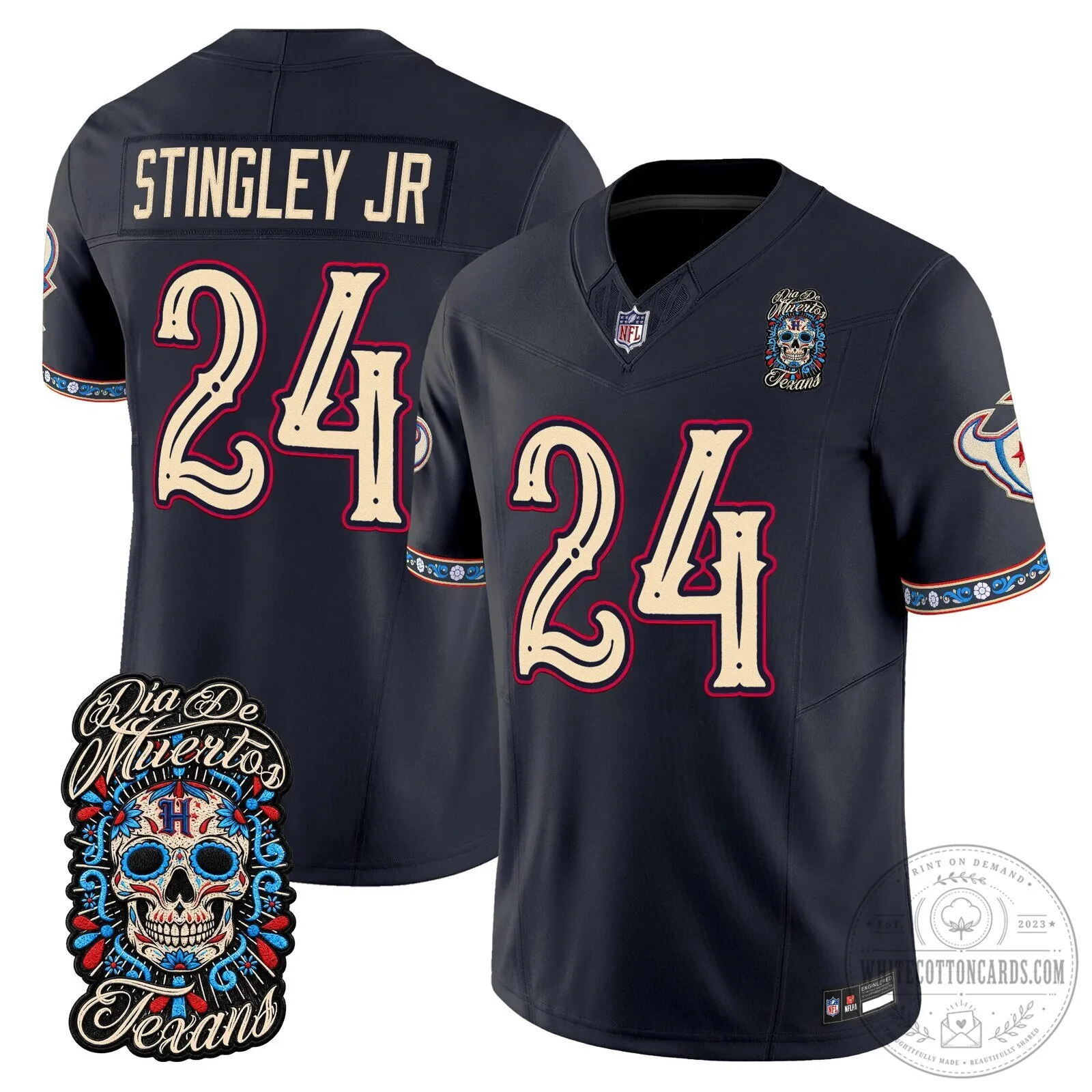 Anderson Jr. 51 Football Jersey for Houston Texans - Dia de los Muertos Edition 44 Anderson Jr. 51 Football Jersey for Houston Texans - Dia de los Muertos Edition
