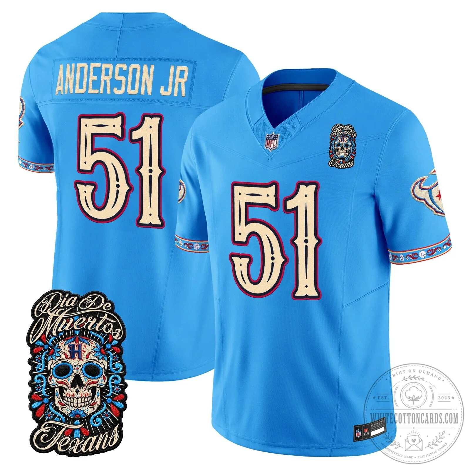 Anderson Jr. 51 Football Jersey for Houston Texans - Dia de los Muertos Edition 56 Anderson Jr. 51 Football Jersey for Houston Texans - Dia de los Muertos Edition