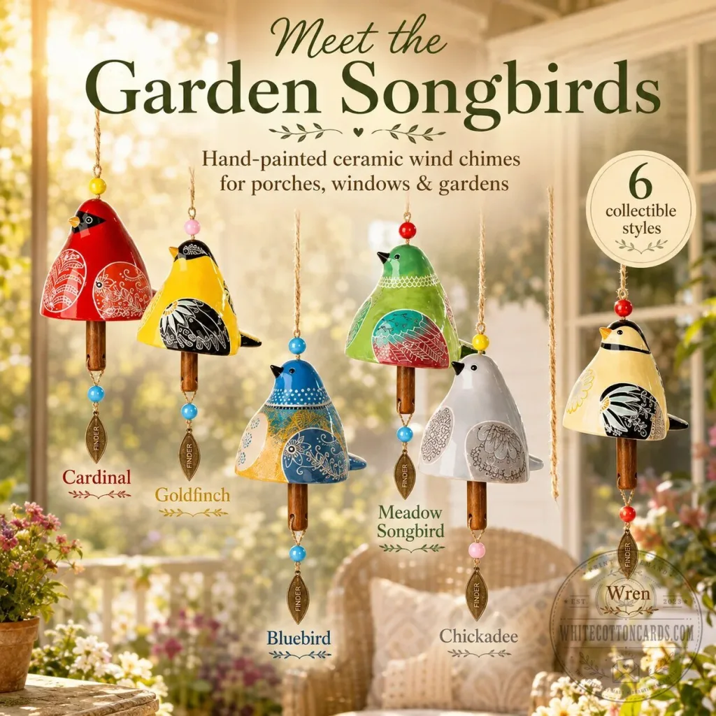 Hand-Painted Ceramic Garden Songbird Wind Chime for Porches and Gardens Hand-Painted Ceramic Garden Songbird Wind Chime for Porches and Gardens