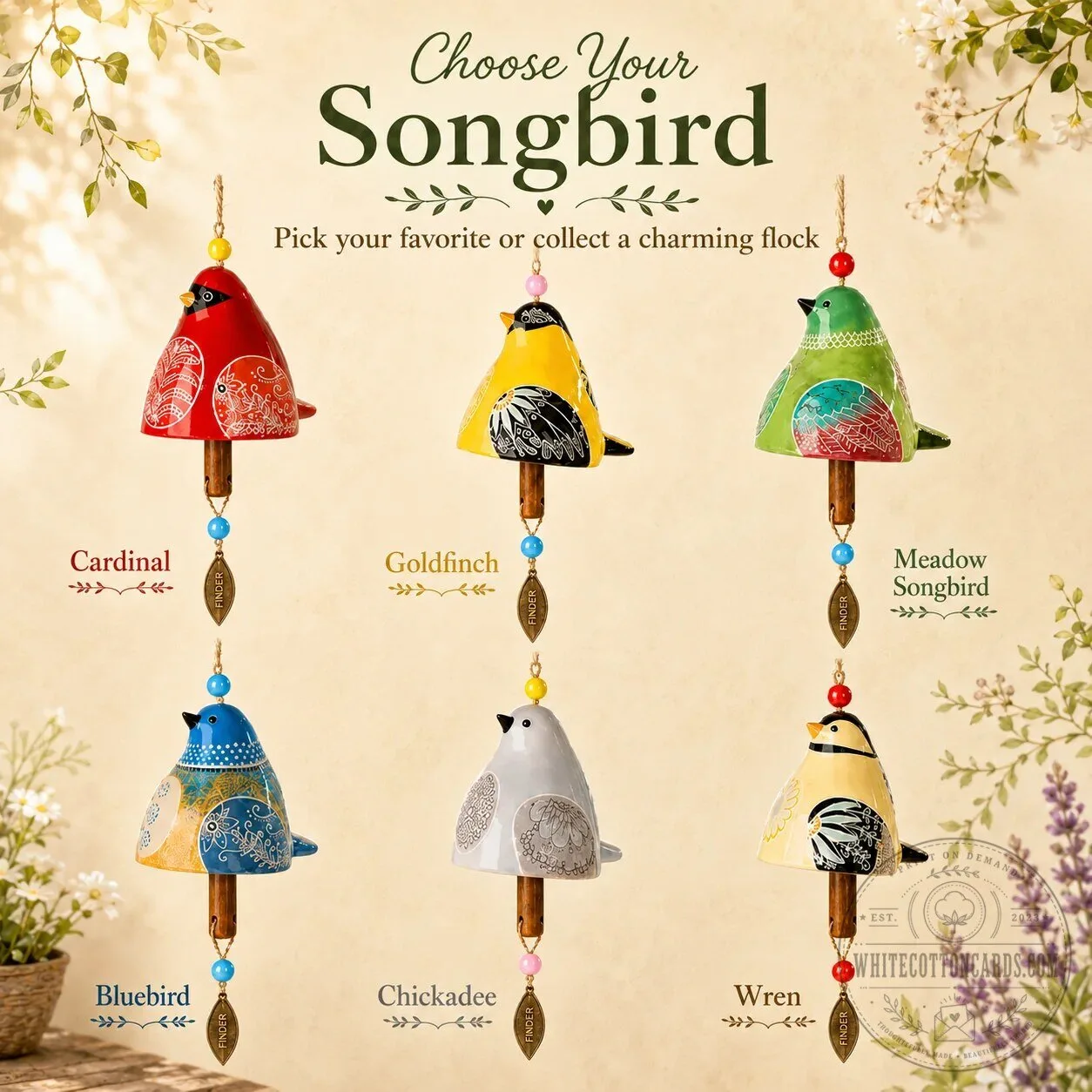 Hand-Painted Ceramic Garden Songbird Wind Chime for Porches and Gardens 19 Hand-Painted Ceramic Garden Songbird Wind Chime for Porches and Gardens