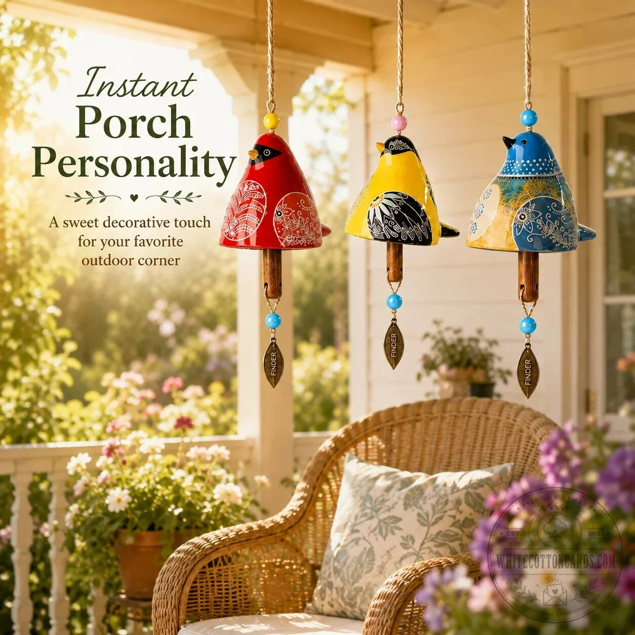 Hand-Painted Ceramic Garden Songbird Wind Chime for Porches and Gardens 20 Hand-Painted Ceramic Garden Songbird Wind Chime for Porches and Gardens