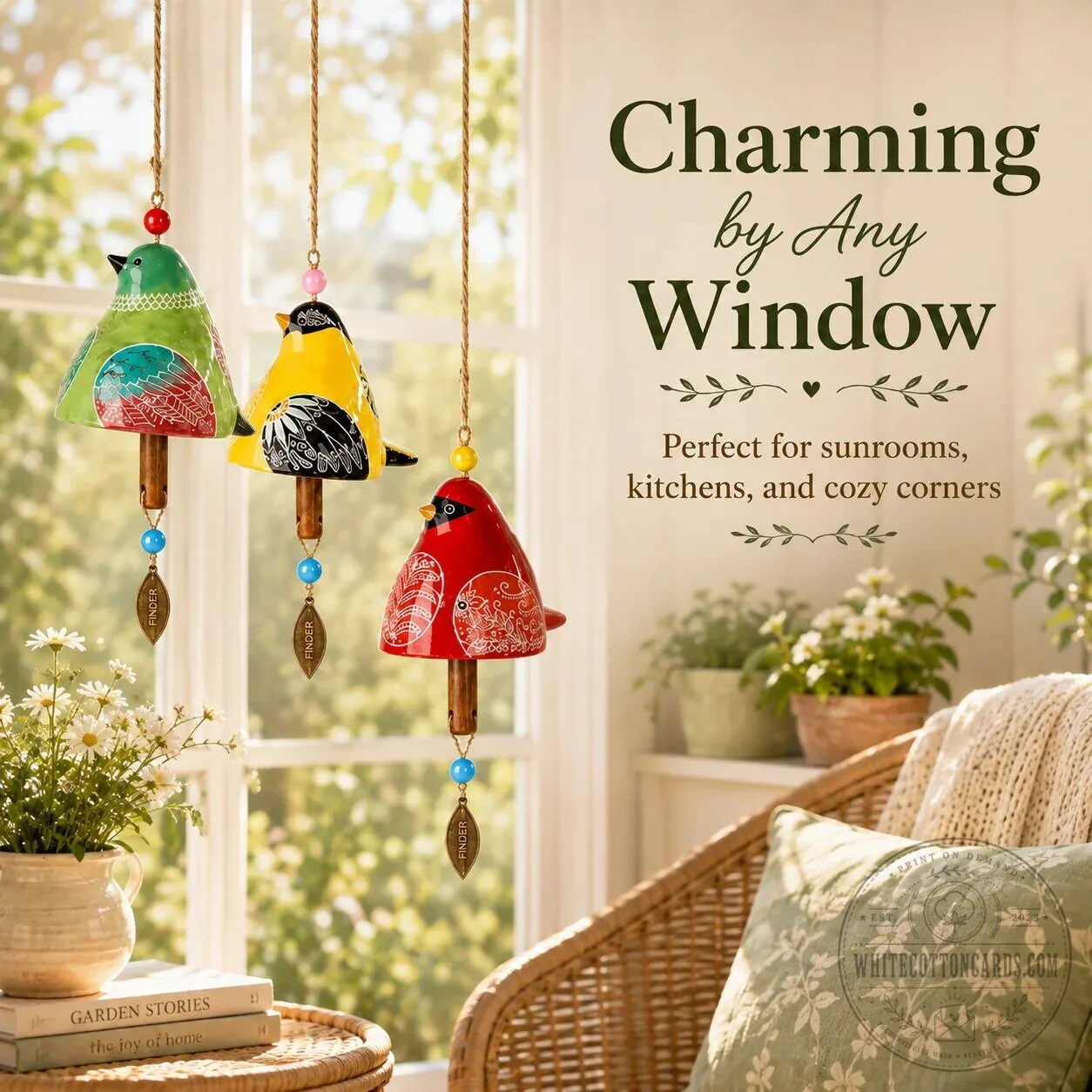 Hand-Painted Ceramic Garden Songbird Wind Chime for Porches and Gardens 21 Hand-Painted Ceramic Garden Songbird Wind Chime for Porches and Gardens