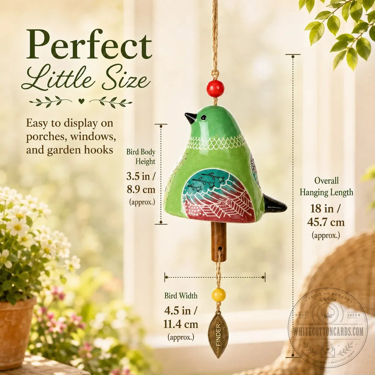 Hand-Painted Ceramic Garden Songbird Wind Chime for Porches and Gardens 24 Hand-Painted Ceramic Garden Songbird Wind Chime for Porches and Gardens