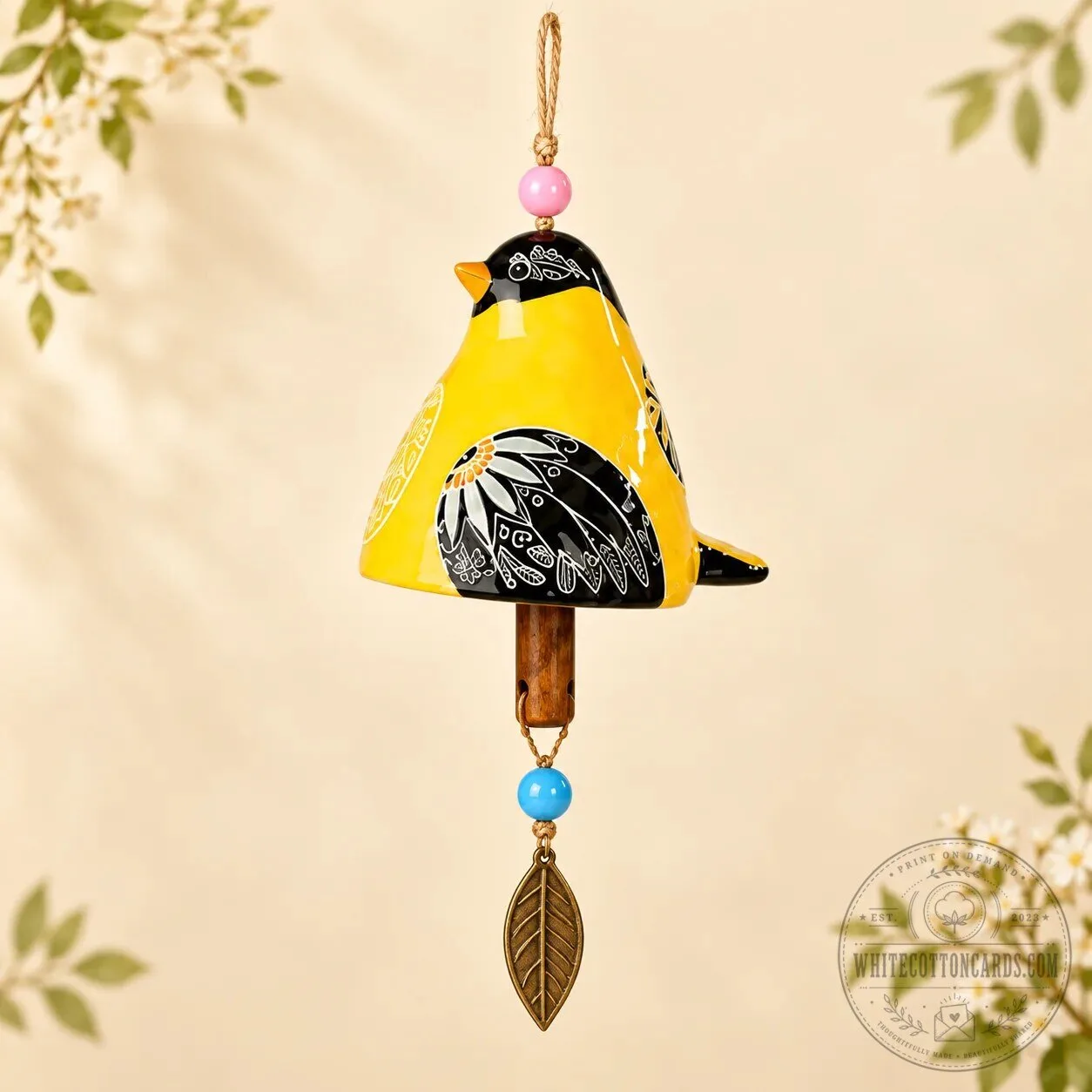 Hand-Painted Ceramic Garden Songbird Wind Chime for Porches and Gardens 29 Hand-Painted Ceramic Garden Songbird Wind Chime for Porches and Gardens