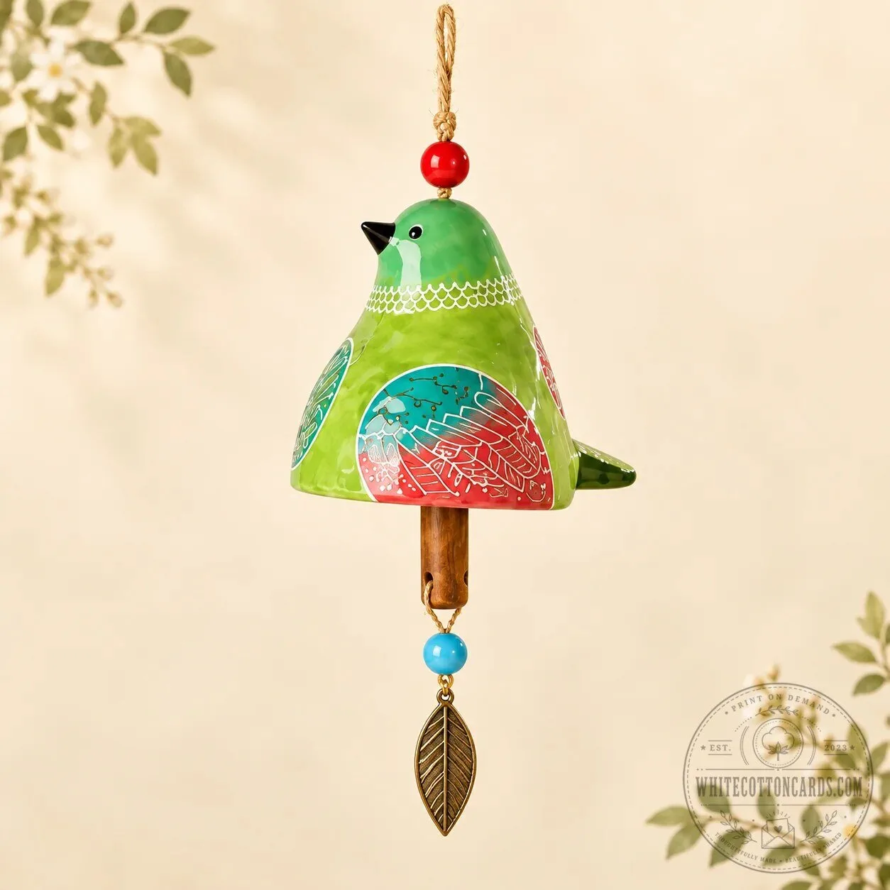Hand-Painted Ceramic Garden Songbird Wind Chime for Porches and Gardens 30 Hand-Painted Ceramic Garden Songbird Wind Chime for Porches and Gardens