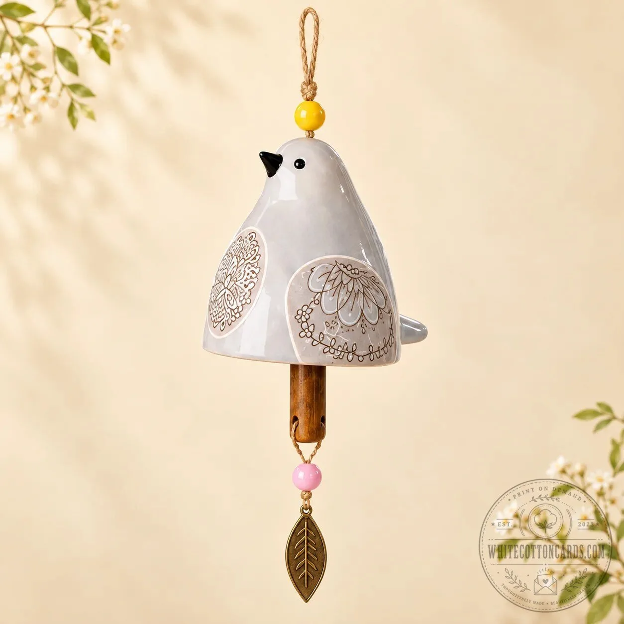 Hand-Painted Ceramic Garden Songbird Wind Chime for Porches and Gardens 32 Hand-Painted Ceramic Garden Songbird Wind Chime for Porches and Gardens