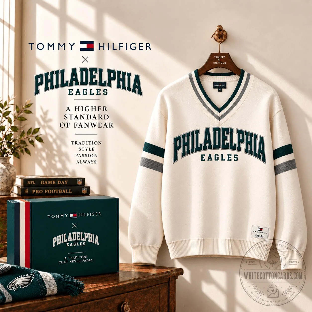 Philadelphia Eagles Tommy Hilfiger Varsity V-Neck Sweater for Men 3 Philadelphia Eagles Tommy Hilfiger Varsity V-Neck Sweater for Men